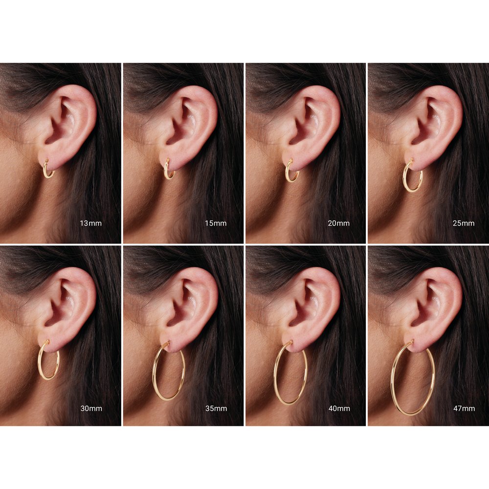 Round Tube Hoop Earrings 15MM 14 Karat Yellow Gold