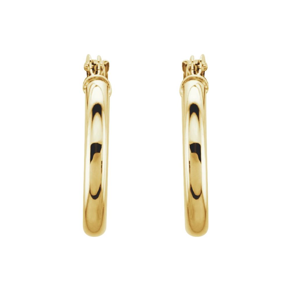 Round Tube Hoop Earrings 15MM 14 Karat Yellow Gold